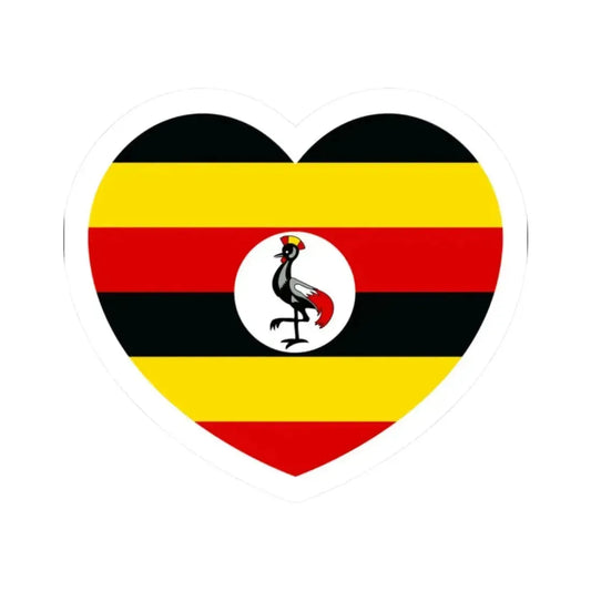 Heart Flag of Uganda - STICKER Vinyl Kiss-Cut Decal 2 Inch White - The Sticker Space