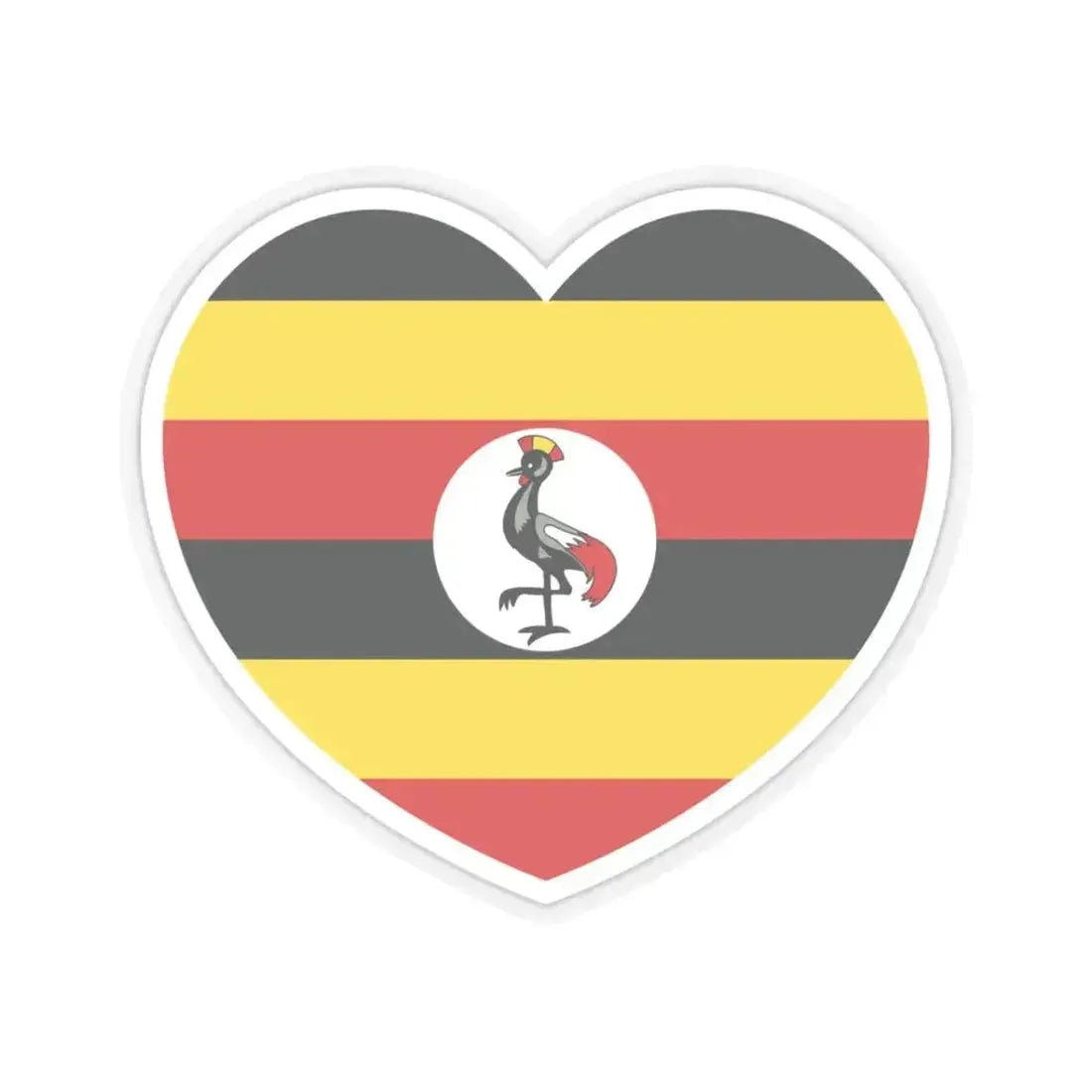 Heart Flag of Uganda - STICKER Vinyl Kiss-Cut Decal 3 Inch Transparent - The Sticker Space