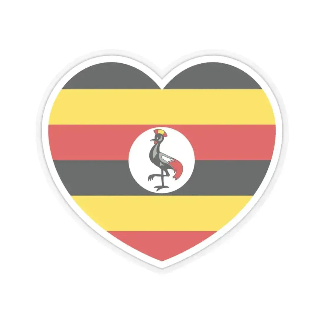 Heart Flag of Uganda - STICKER Vinyl Kiss-Cut Decal 4 Inch Transparent - The Sticker Space
