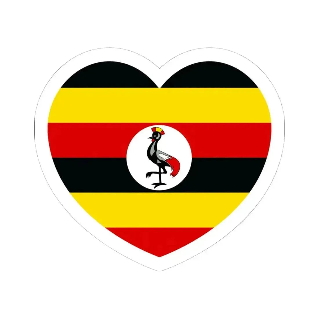 Heart Flag of Uganda - STICKER Vinyl Kiss-Cut Decal 4 Inch White - The Sticker Space