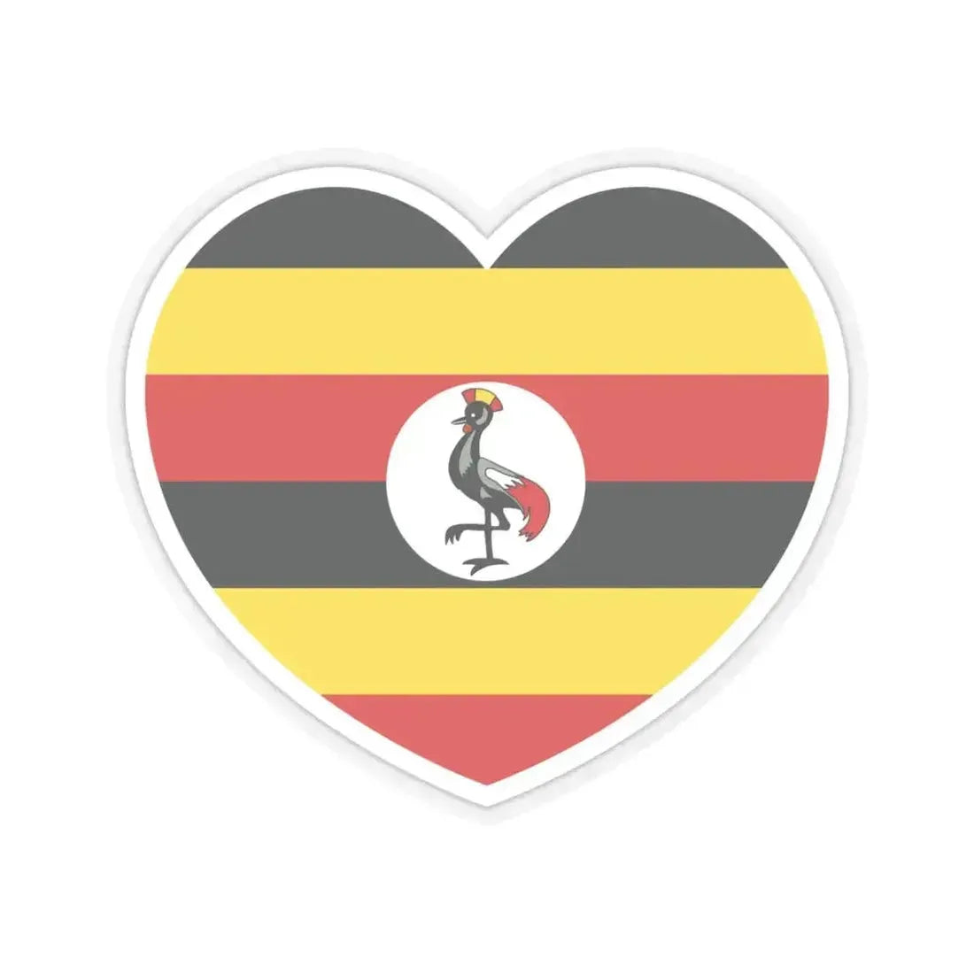 Heart Flag of Uganda - STICKER Vinyl Kiss-Cut Decal 6 Inch Transparent - The Sticker Space