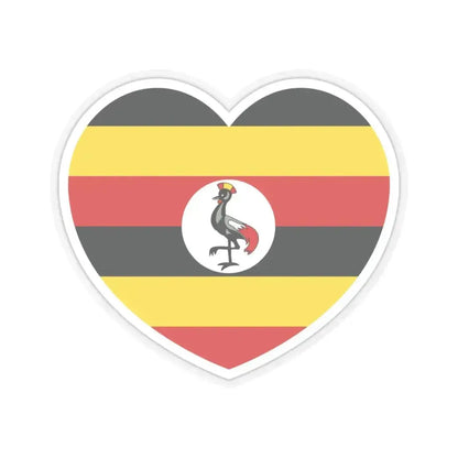 Heart Flag of Uganda - STICKER Vinyl Kiss-Cut Decal 6 Inch Transparent - The Sticker Space