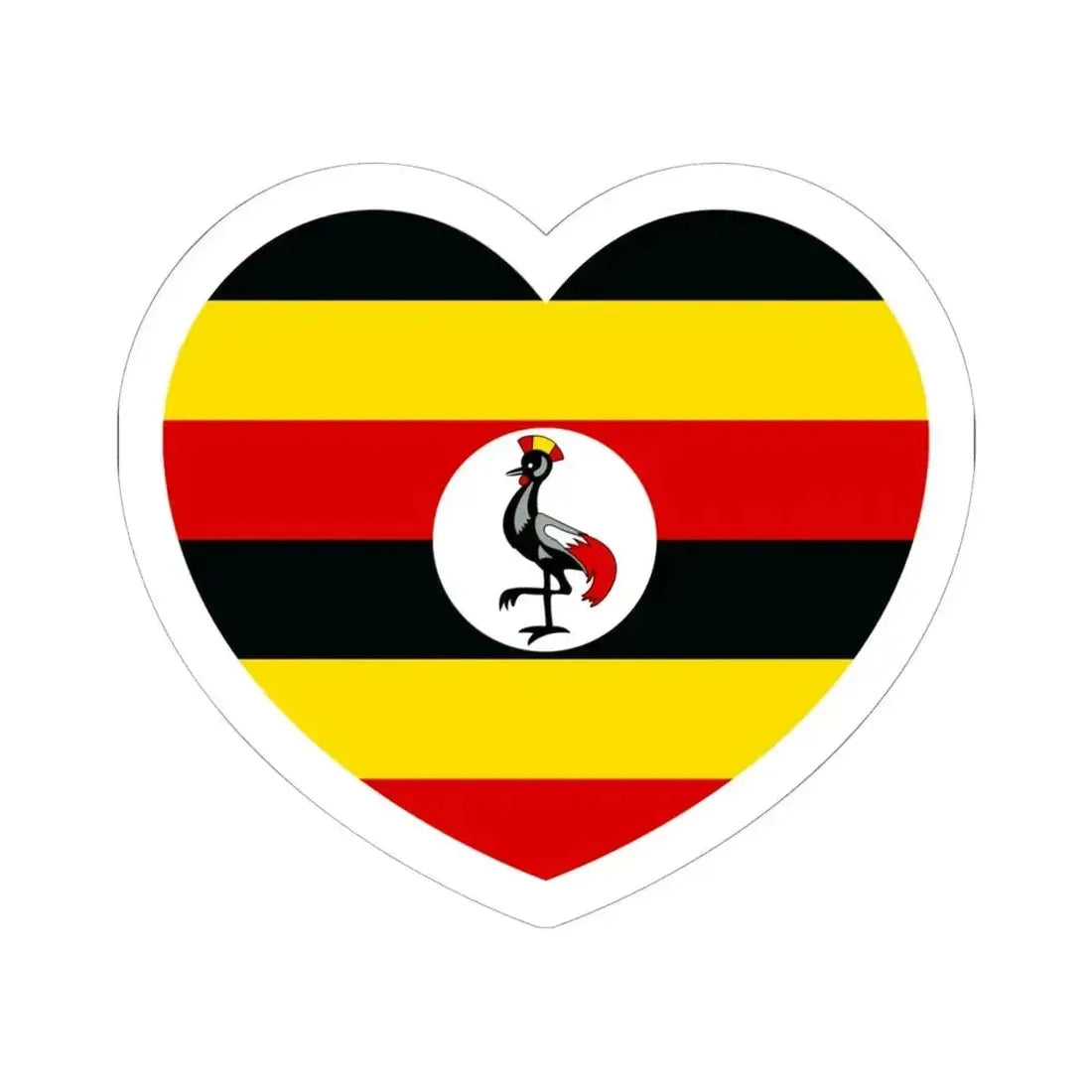 Heart Flag of Uganda - STICKER Vinyl Kiss-Cut Decal 6 Inch White - The Sticker Space