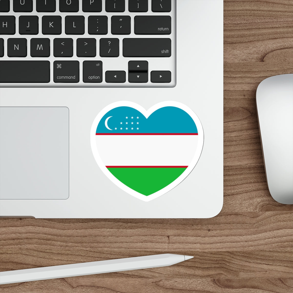 Heart Flag of Uzbekistan - STICKER Vinyl Die-Cut Decal-The Sticker Space