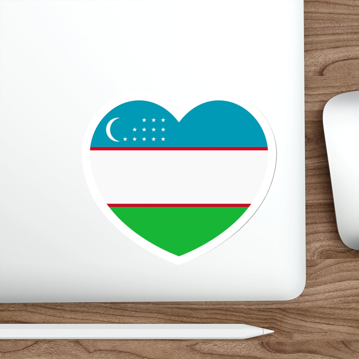 Heart Flag of Uzbekistan - STICKER Vinyl Die-Cut Decal-The Sticker Space