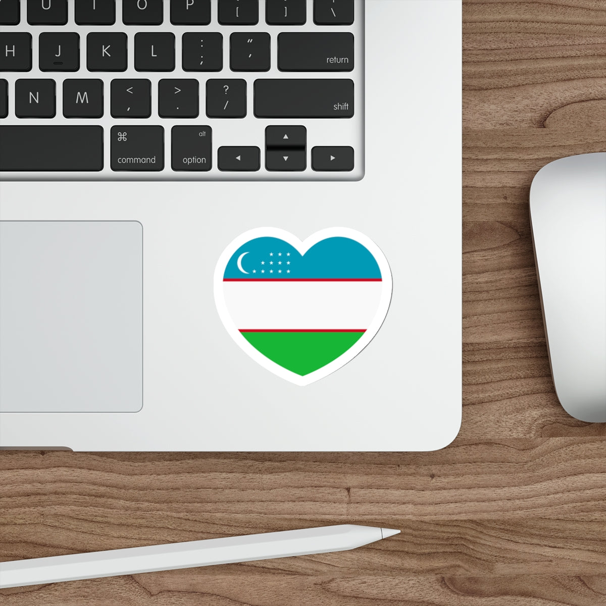 Heart Flag of Uzbekistan - STICKER Vinyl Die-Cut Decal-The Sticker Space