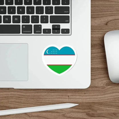 Heart Flag of Uzbekistan - STICKER Vinyl Die-Cut Decal - The Sticker Space