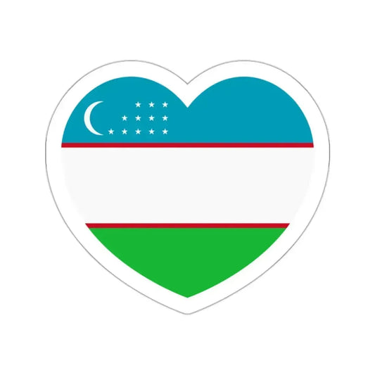 Heart Flag of Uzbekistan - STICKER Vinyl Die-Cut Decal White Die-Cut 2 Inch - The Sticker Space
