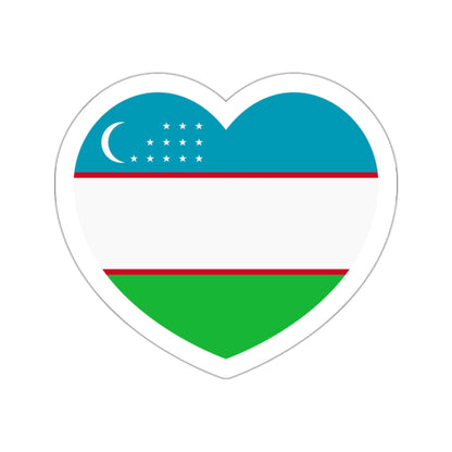 Heart Flag of Uzbekistan - STICKER Vinyl Die-Cut Decal-White-The Sticker Space