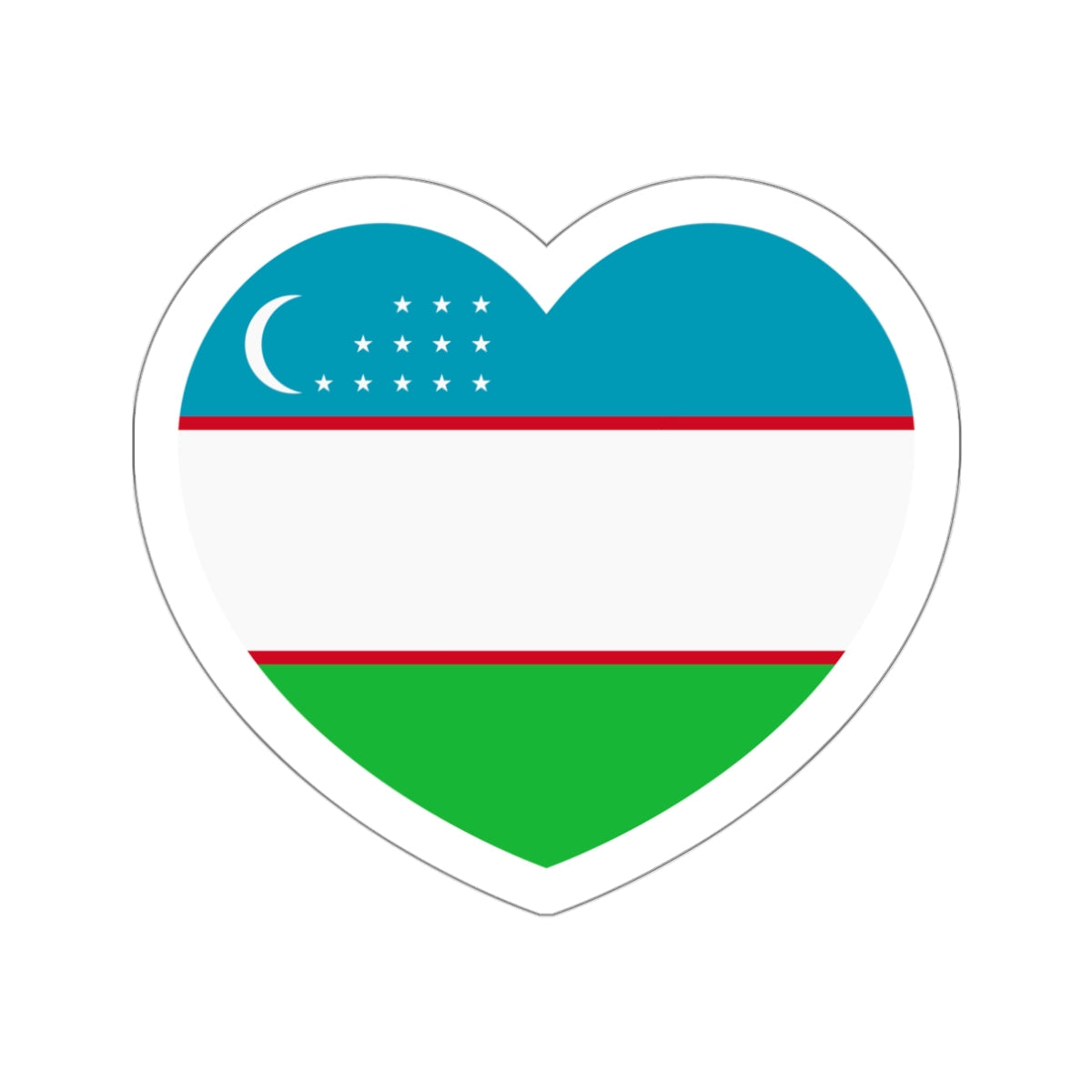 Heart Flag of Uzbekistan - STICKER Vinyl Die-Cut Decal-White-The Sticker Space