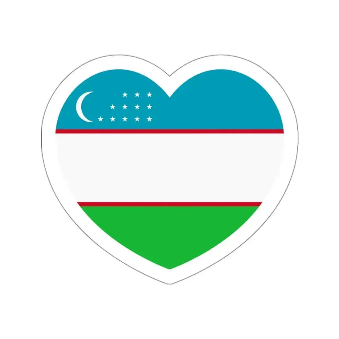 Heart Flag of Uzbekistan - STICKER Vinyl Die-Cut Decal White Die-Cut 3 Inch - The Sticker Space