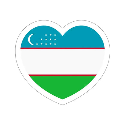 Heart Flag of Uzbekistan - STICKER Vinyl Die-Cut Decal White Die-Cut 3 Inch - The Sticker Space