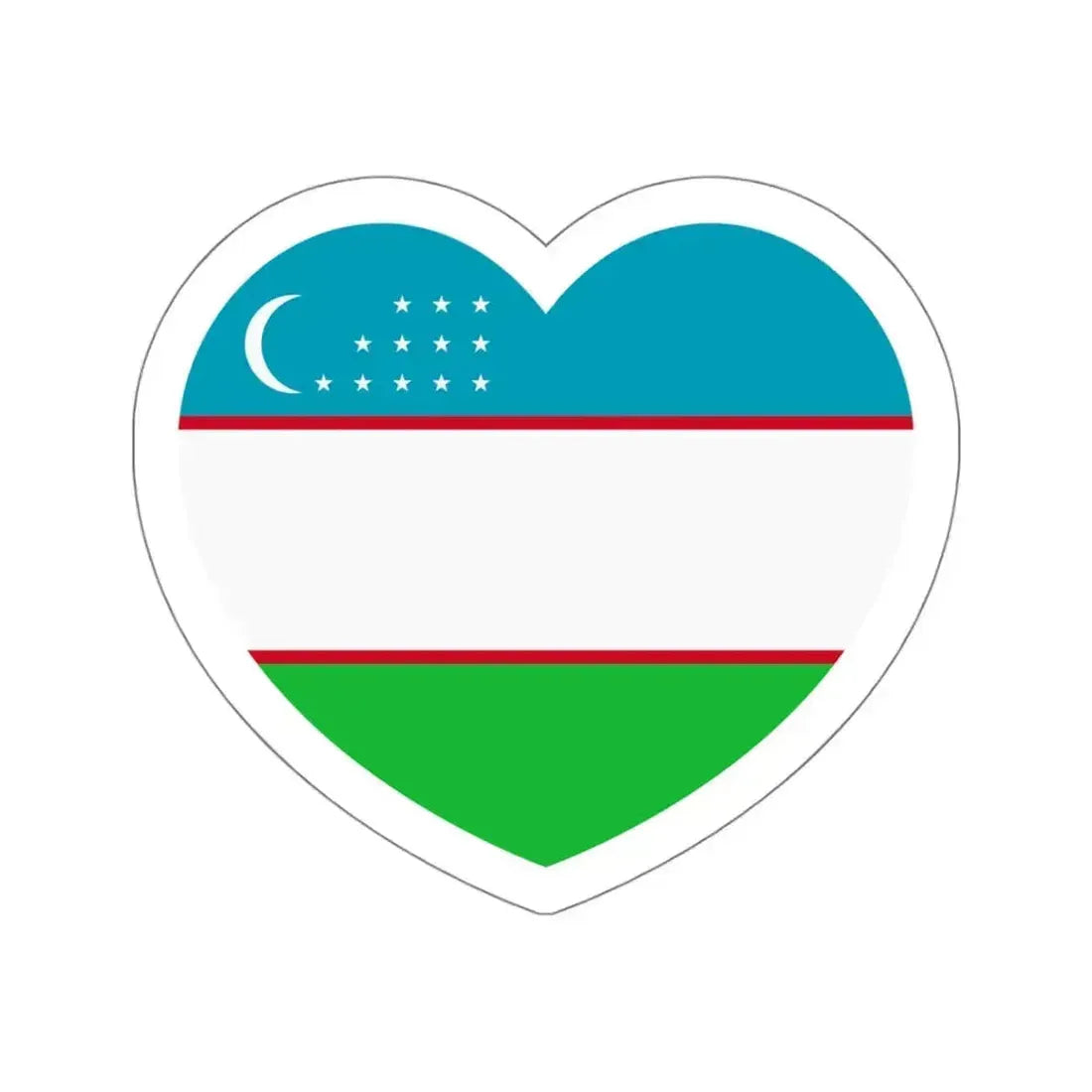Heart Flag of Uzbekistan - STICKER Vinyl Die-Cut Decal White Die-Cut 4 Inch - The Sticker Space