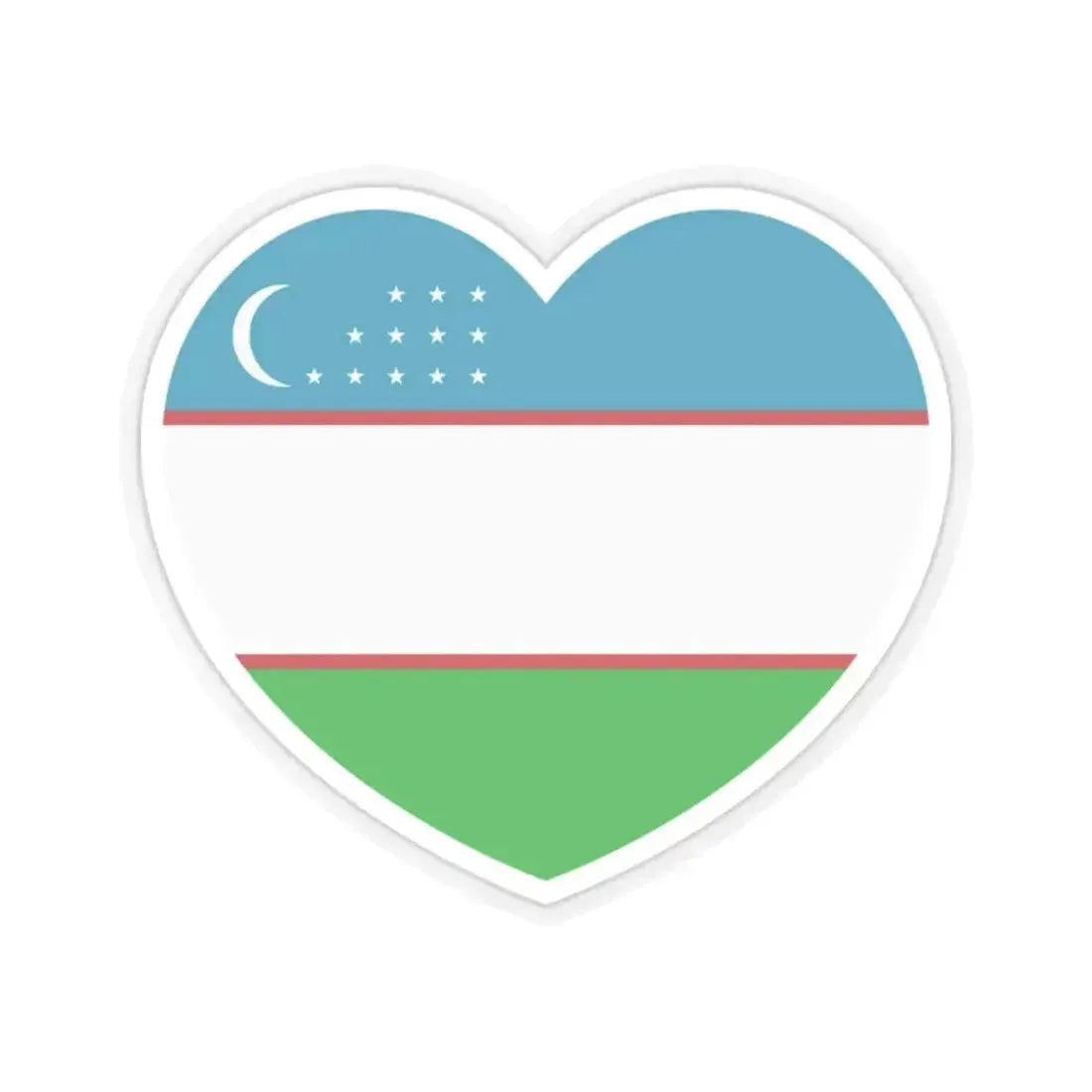Heart Flag of Uzbekistan - STICKER Vinyl Kiss-Cut Decal 2 Inch Transparent - The Sticker Space