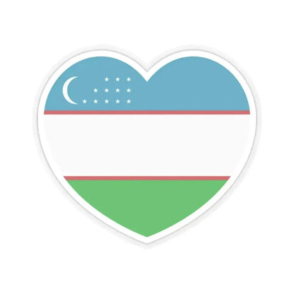 Heart Flag of Uzbekistan - STICKER Vinyl Kiss-Cut Decal 2 Inch Transparent - The Sticker Space