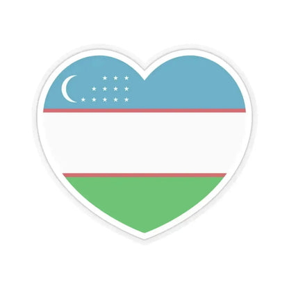 Heart Flag of Uzbekistan - STICKER Vinyl Kiss-Cut Decal 3 Inch Transparent - The Sticker Space
