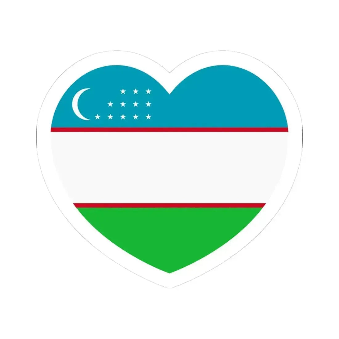 Heart Flag of Uzbekistan - STICKER Vinyl Kiss-Cut Decal 3 Inch White - The Sticker Space
