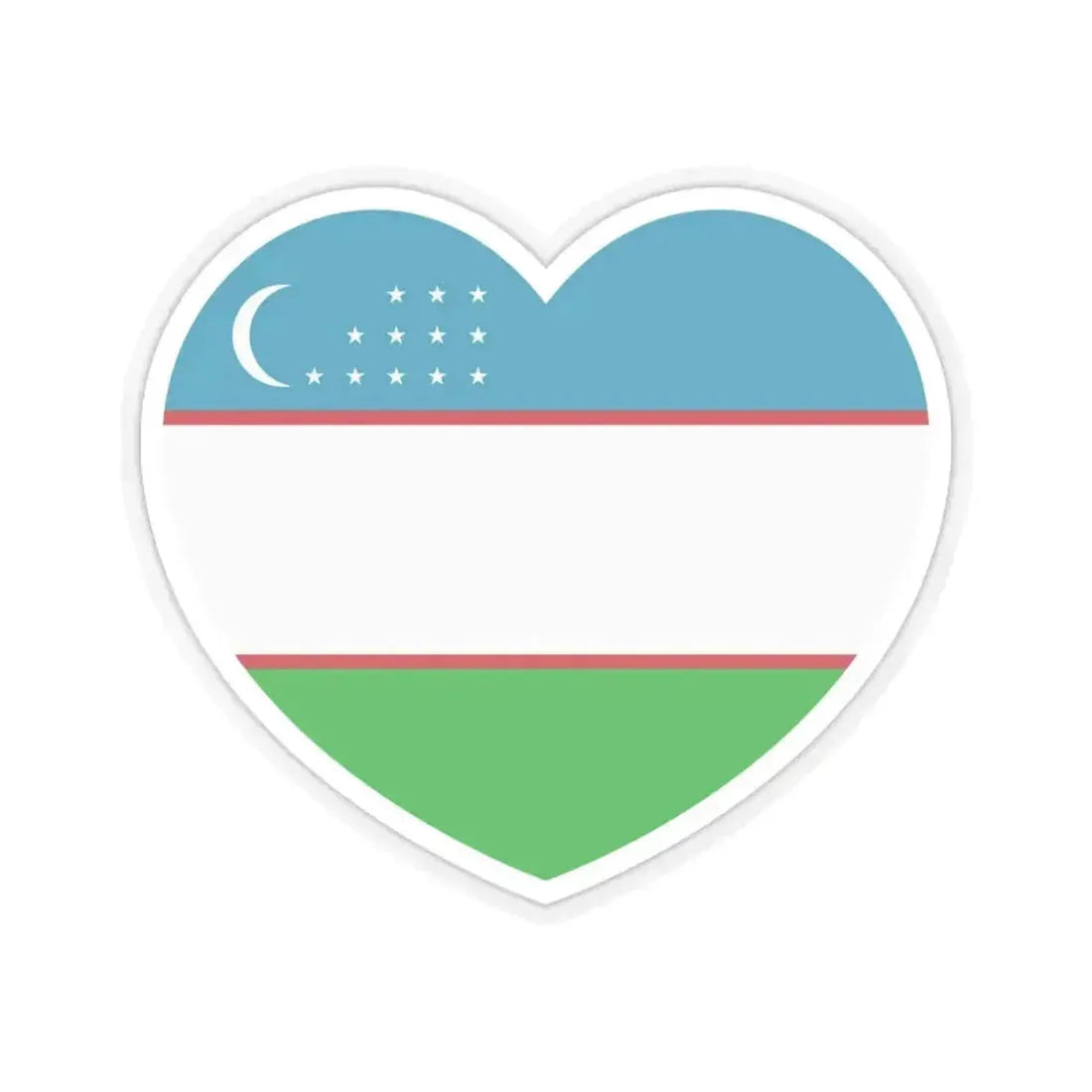 Heart Flag of Uzbekistan - STICKER Vinyl Kiss-Cut Decal 4 Inch Transparent - The Sticker Space