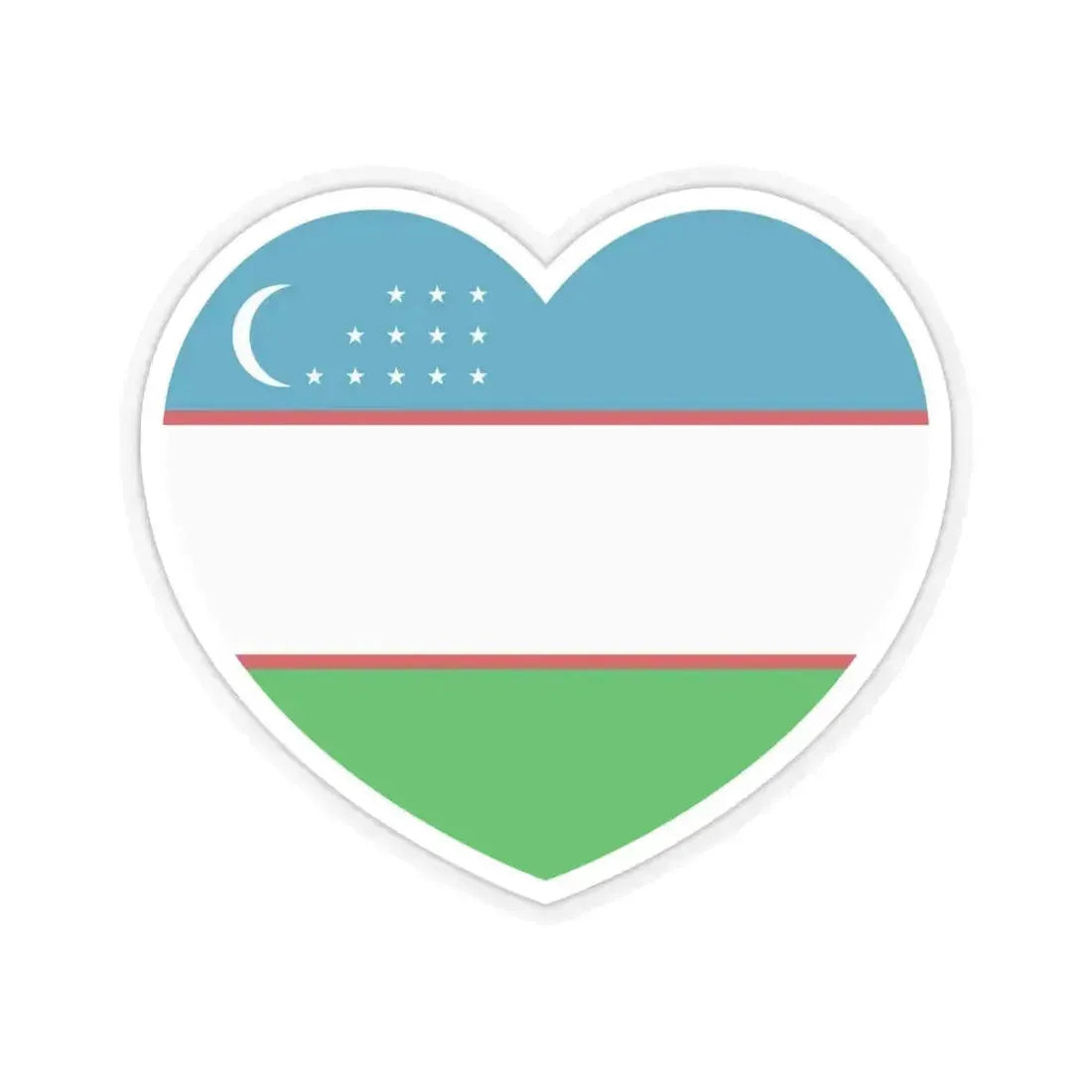 Heart Flag of Uzbekistan - STICKER Vinyl Kiss-Cut Decal 6 Inch Transparent - The Sticker Space