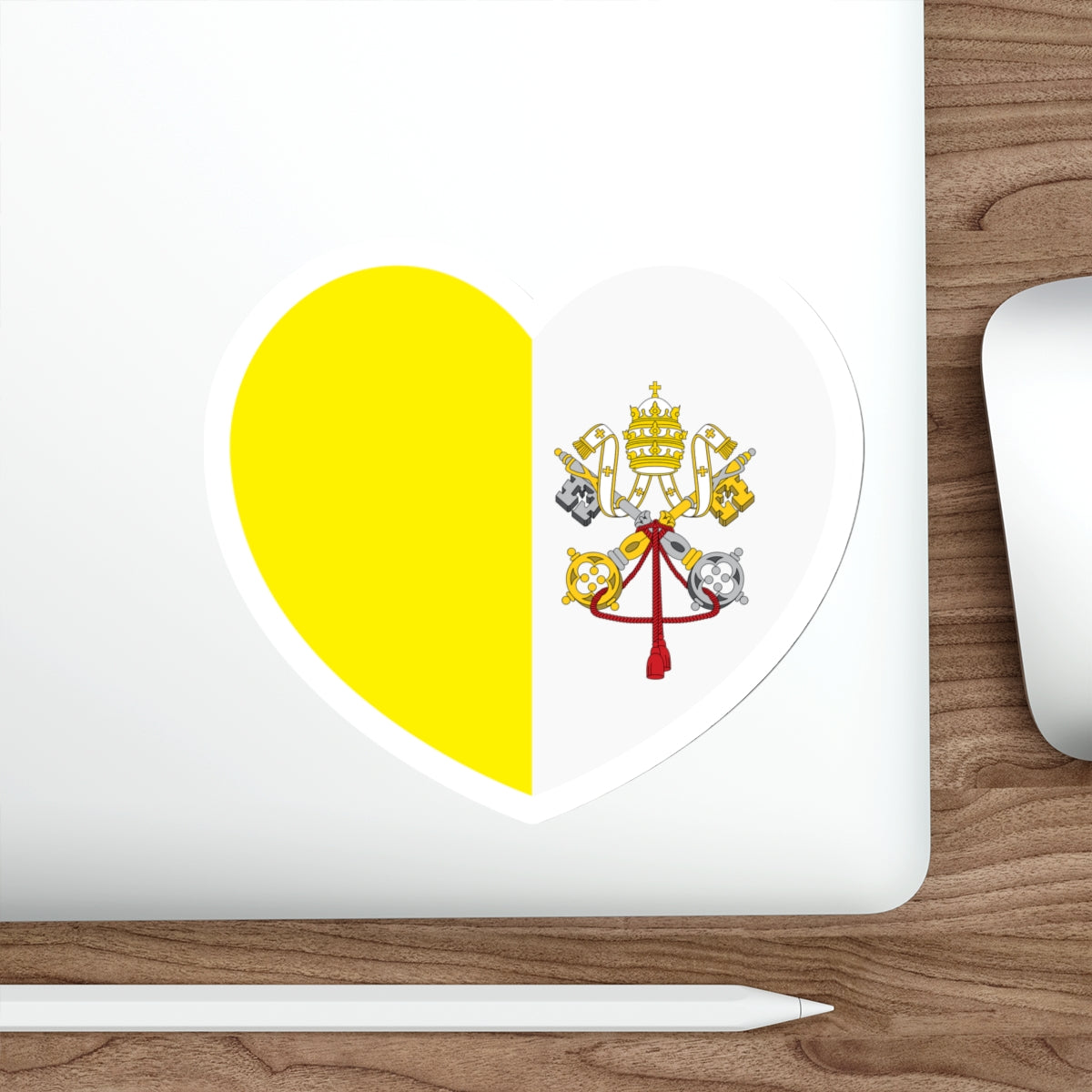 Heart Flag of Vatican City - STICKER Vinyl Die-Cut Decal-The Sticker Space