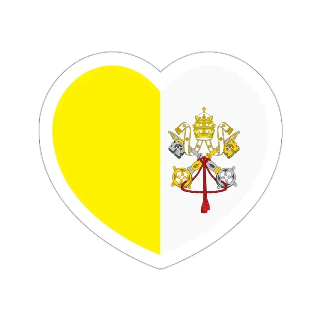 Heart Flag of Vatican City - STICKER Vinyl Die-Cut Decal White Die-Cut 2 Inch - The Sticker Space