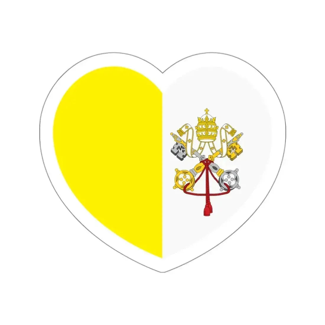 Heart Flag of Vatican City - STICKER Vinyl Die-Cut Decal White Die-Cut 3 Inch - The Sticker Space