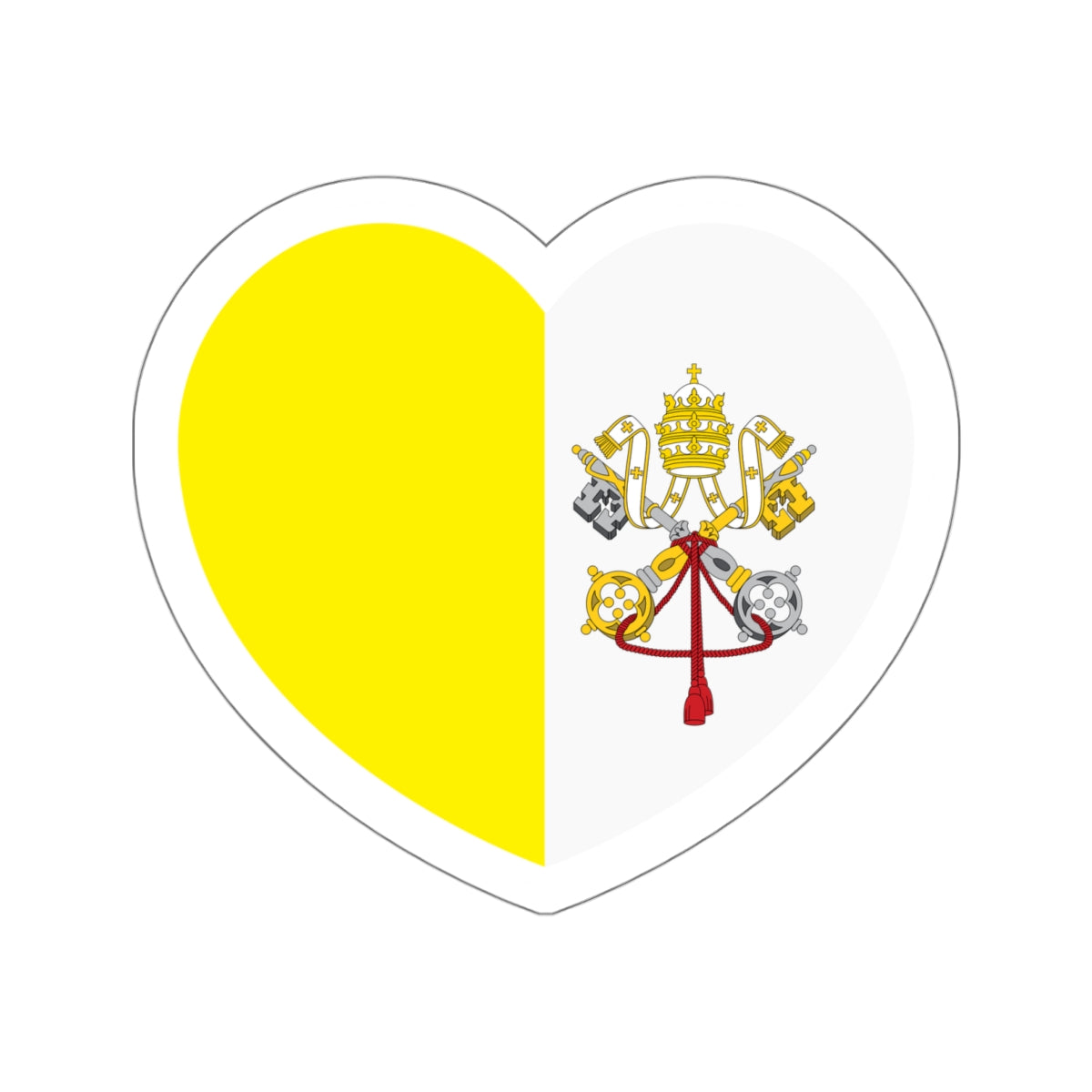 Heart Flag of Vatican City - STICKER Vinyl Die-Cut Decal-White-The Sticker Space