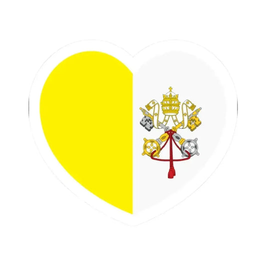 Heart Flag of Vatican City - STICKER Vinyl Kiss-Cut Decal 2 Inch White - The Sticker Space