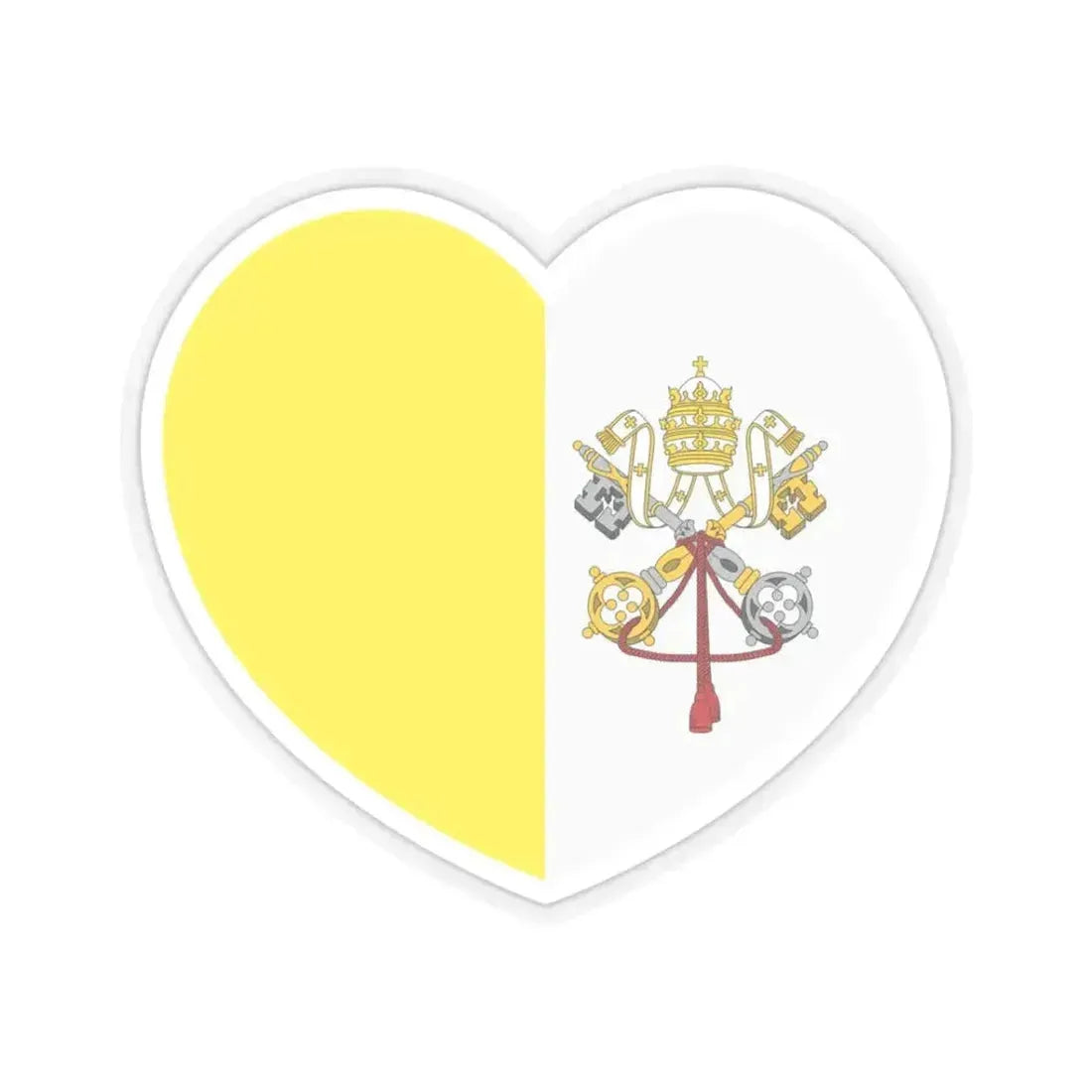 Heart Flag of Vatican City - STICKER Vinyl Kiss-Cut Decal 3 Inch Transparent - The Sticker Space