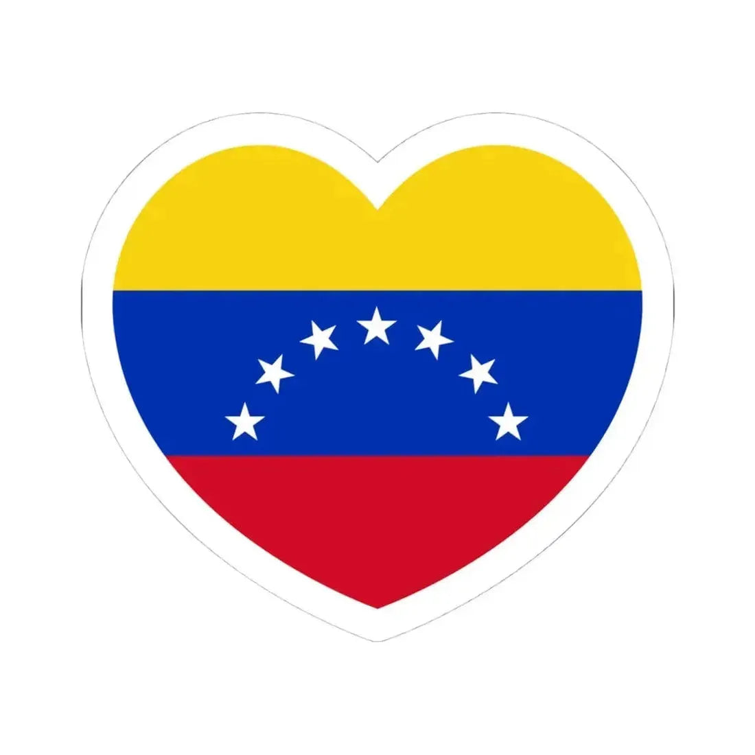 Heart Flag of Venezuela 1930-2006 - STICKER Vinyl Kiss-Cut Decal 4 Inch White - The Sticker Space