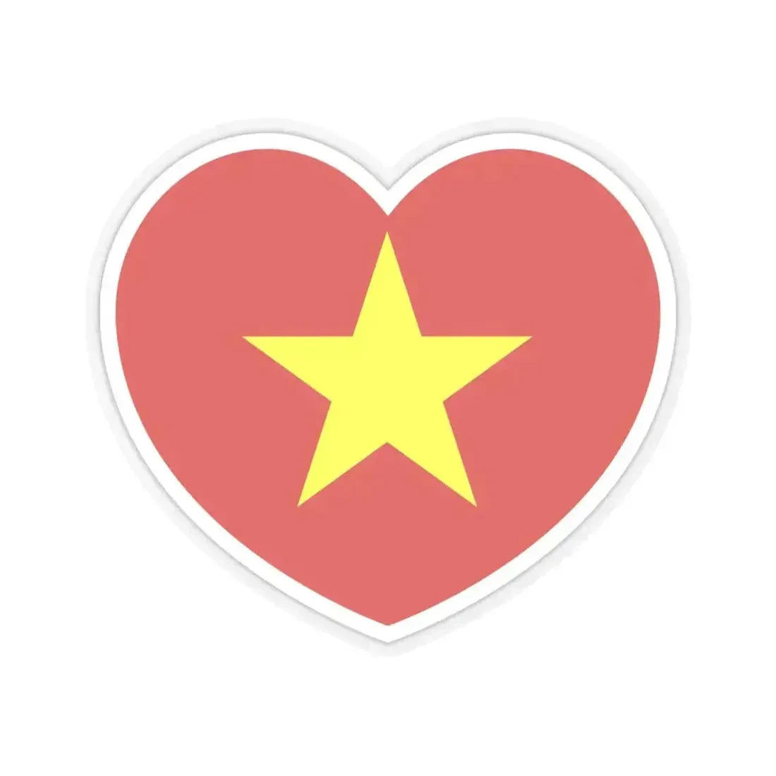 Heart Flag of Vietnam - STICKER Vinyl Kiss-Cut Decal 6 Inch Transparent - The Sticker Space