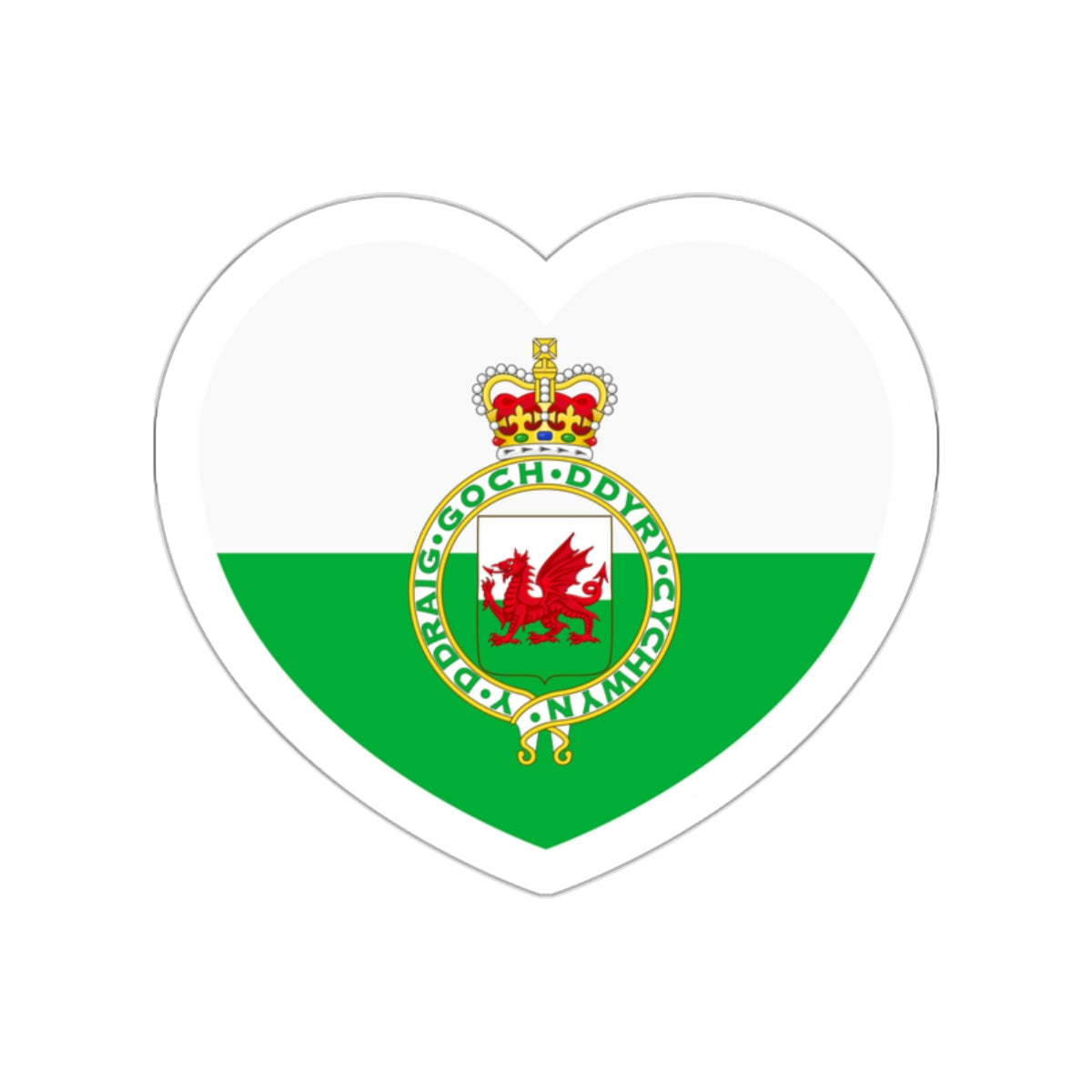 Heart Flag of Wales 1953-1959 - STICKER Vinyl Die-Cut Decal-White-The Sticker Space