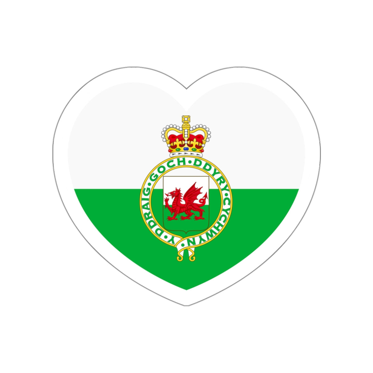 Heart Flag of Wales 1953-1959 - STICKER Vinyl Die-Cut Decal-White-The Sticker Space