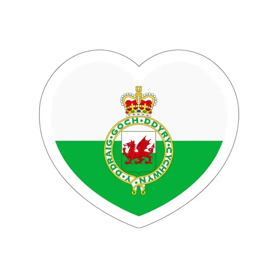 Heart Flag of Wales 1953-1959 - STICKER Vinyl Die-Cut Decal White Die-Cut 5 Inch - The Sticker Space