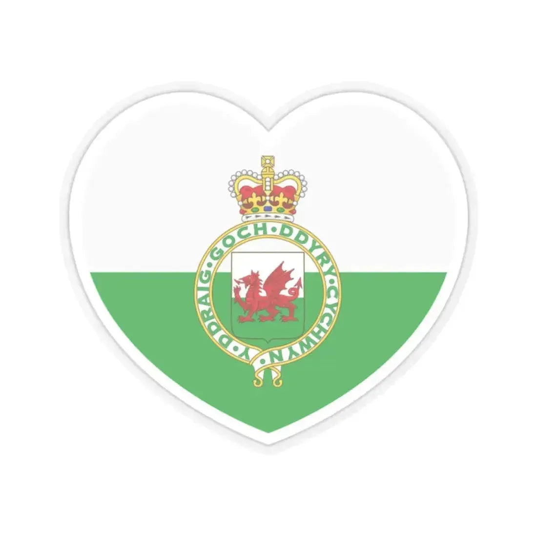 Heart Flag of Wales 1953-1959 - STICKER Vinyl Kiss-Cut Decal 2 Inch Transparent - The Sticker Space