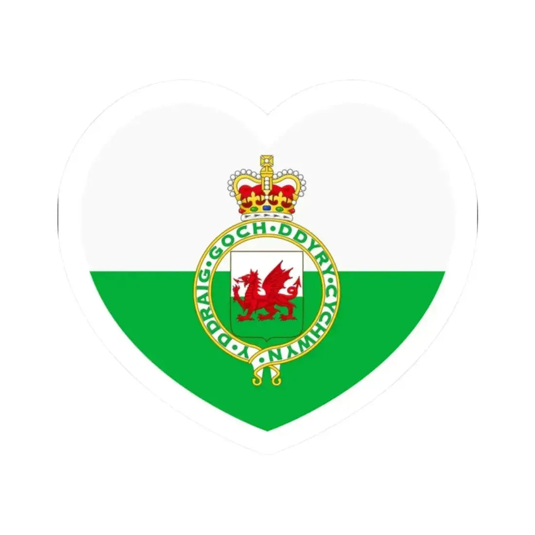 Heart Flag of Wales 1953-1959 - STICKER Vinyl Kiss-Cut Decal 2 Inch White - The Sticker Space