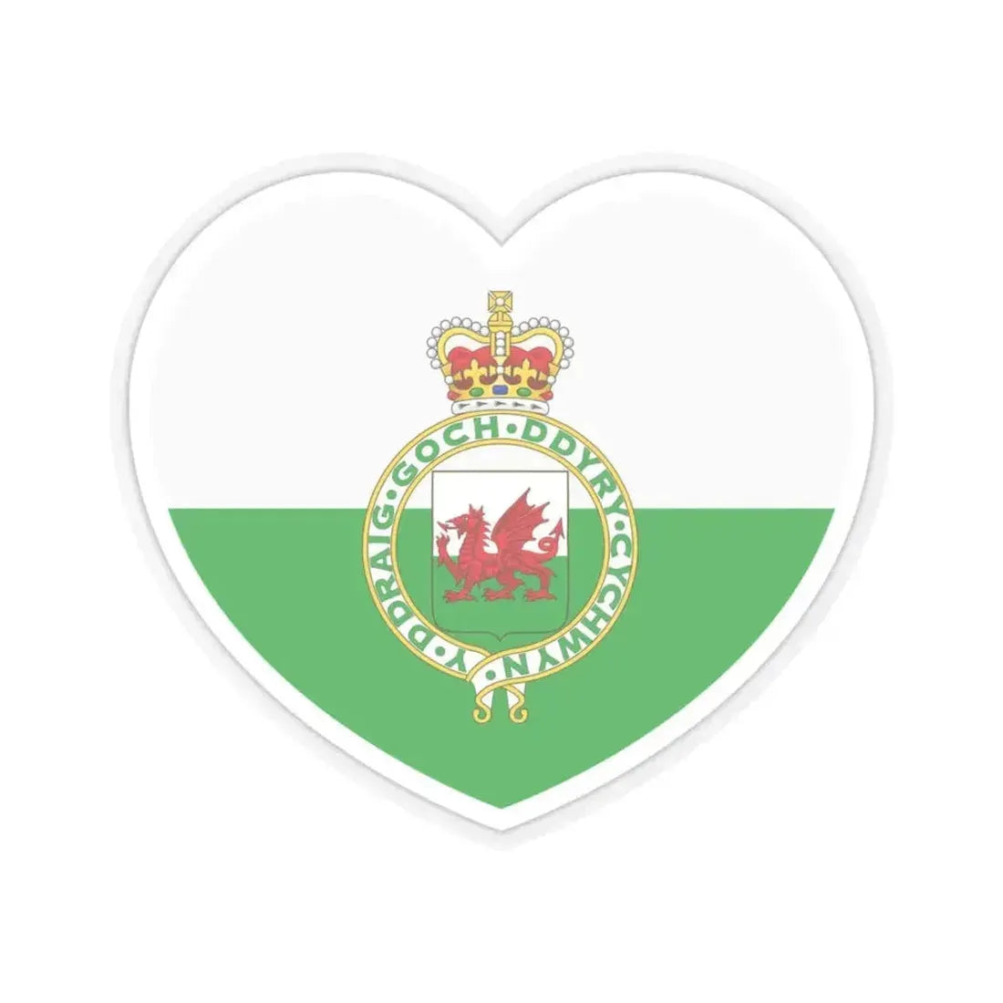Heart Flag of Wales 1953-1959 - STICKER Vinyl Kiss-Cut Decal 3 Inch Transparent - The Sticker Space