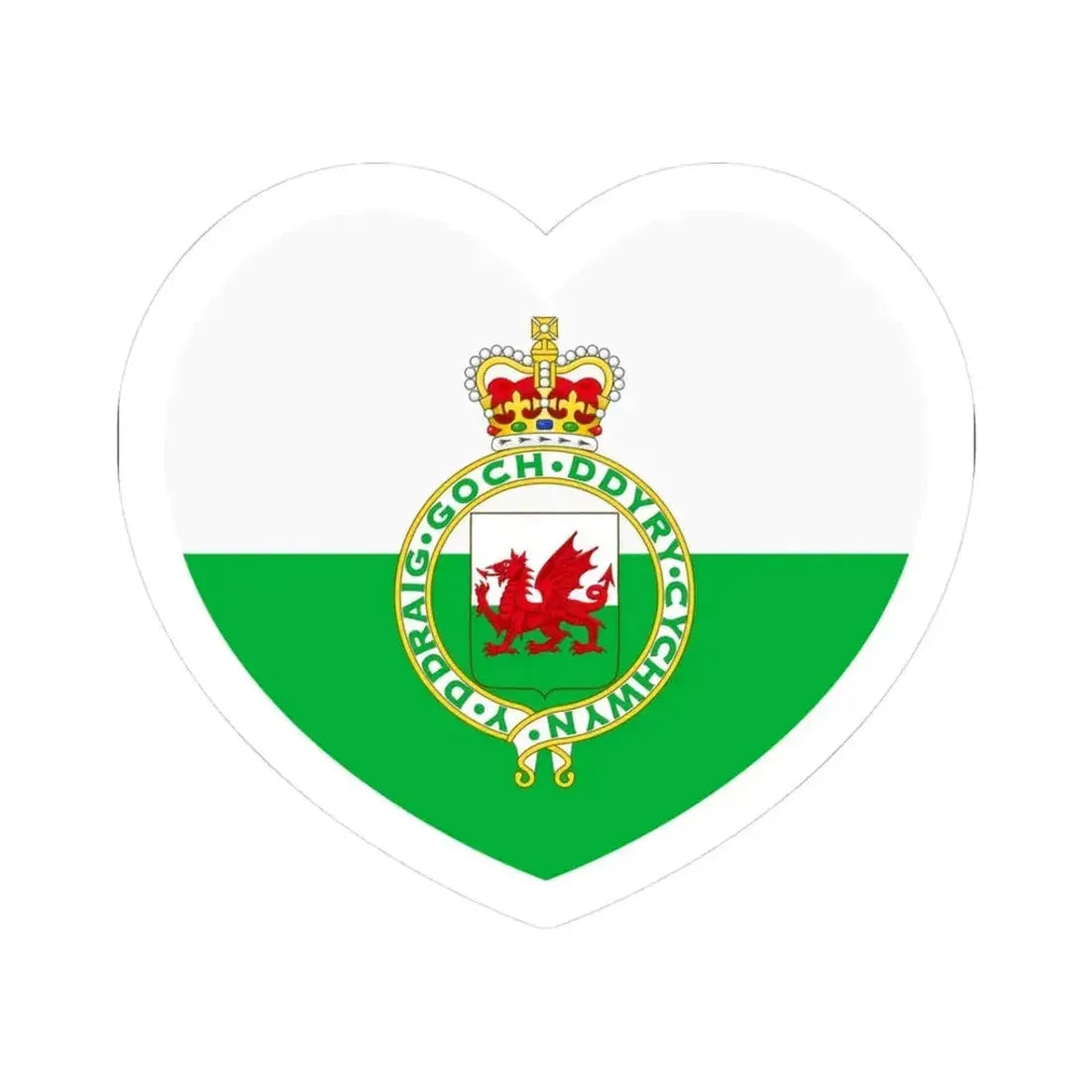 Heart Flag of Wales 1953-1959 - STICKER Vinyl Kiss-Cut Decal 3 Inch White - The Sticker Space