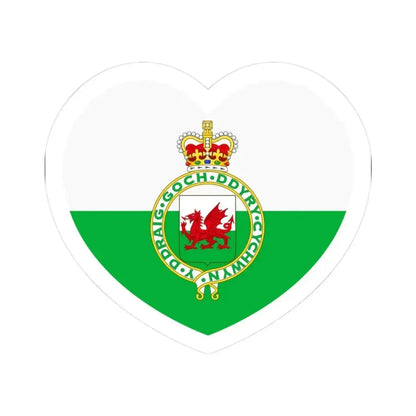 Heart Flag of Wales 1953-1959 - STICKER Vinyl Kiss-Cut Decal 3 Inch White - The Sticker Space