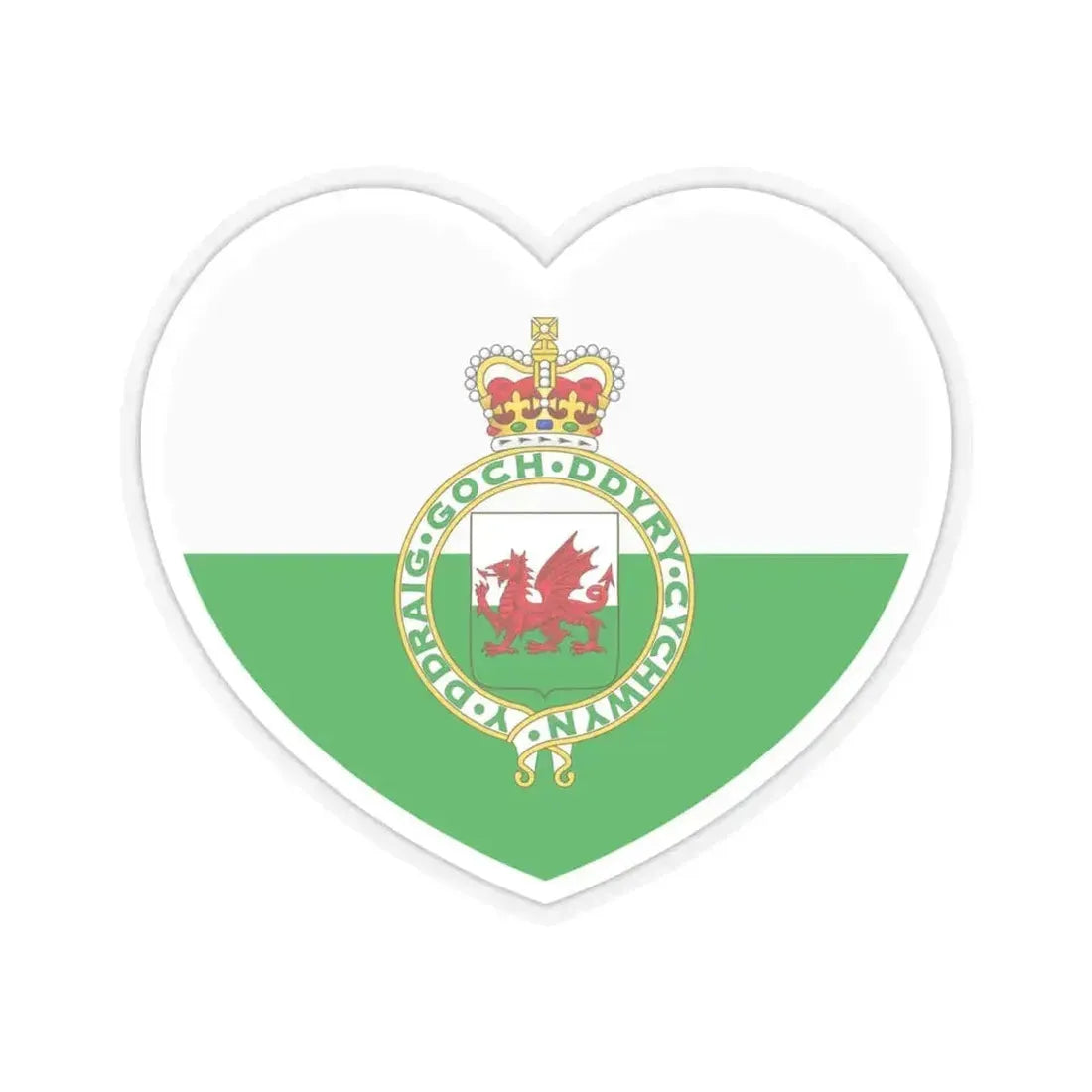 Heart Flag of Wales 1953-1959 - STICKER Vinyl Kiss-Cut Decal 4 Inch Transparent - The Sticker Space