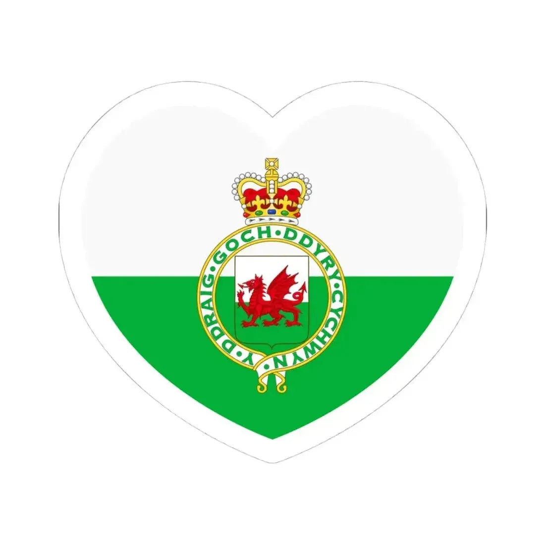 Heart Flag of Wales 1953-1959 - STICKER Vinyl Kiss-Cut Decal 4 Inch White - The Sticker Space