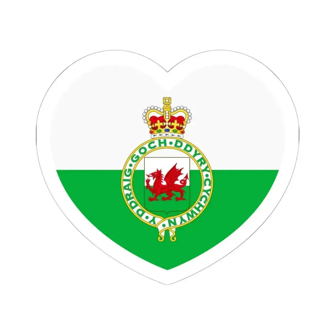 Heart Flag of Wales 1953-1959 - STICKER Vinyl Kiss-Cut Decal 6 Inch White - The Sticker Space