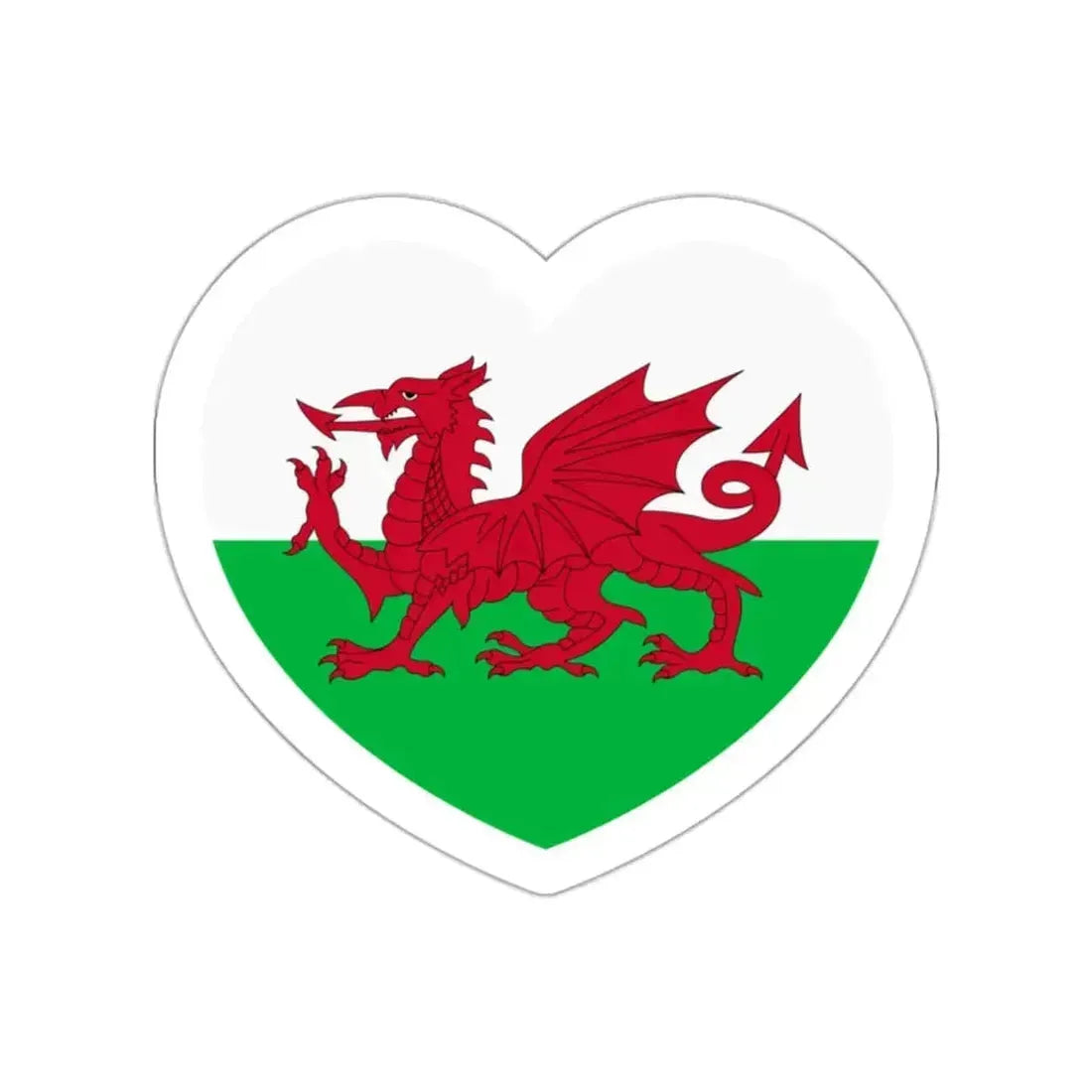 Heart Flag of Wales - STICKER Vinyl Die-Cut Decal White Die-Cut 2 Inch - The Sticker Space