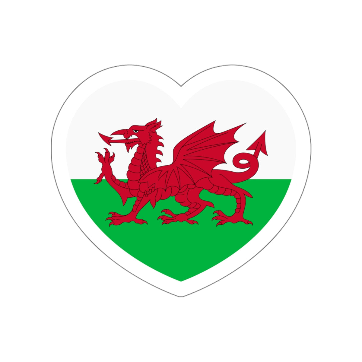 Heart Flag of Wales - STICKER Vinyl Die-Cut Decal-White-The Sticker Space