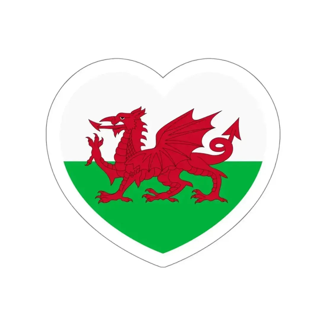 Heart Flag of Wales - STICKER Vinyl Die-Cut Decal White Die-Cut 6 Inch - The Sticker Space