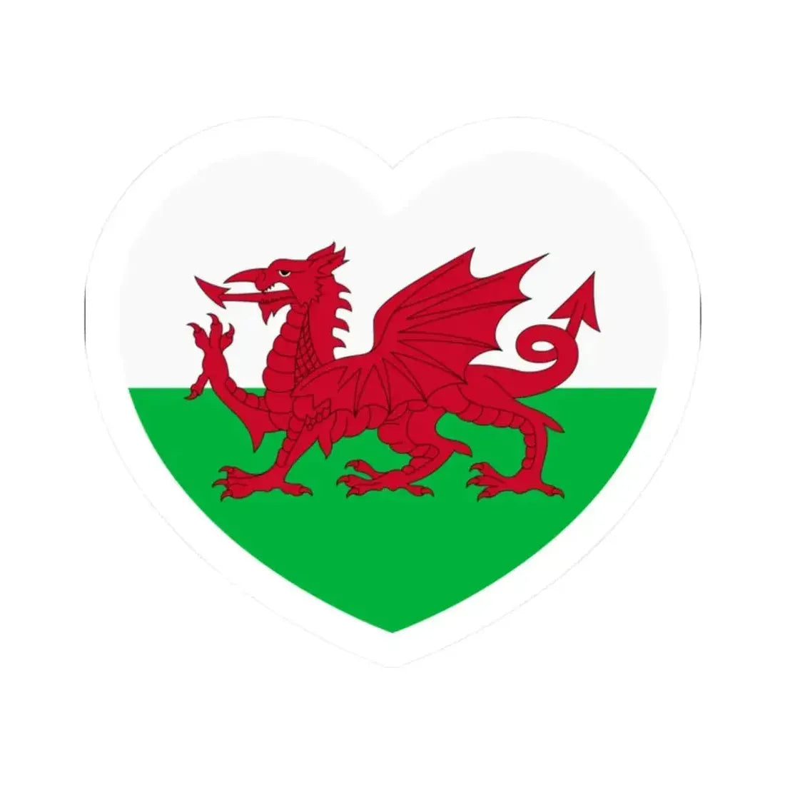 Heart Flag of Wales - STICKER Vinyl Kiss-Cut Decal 2 Inch White - The Sticker Space