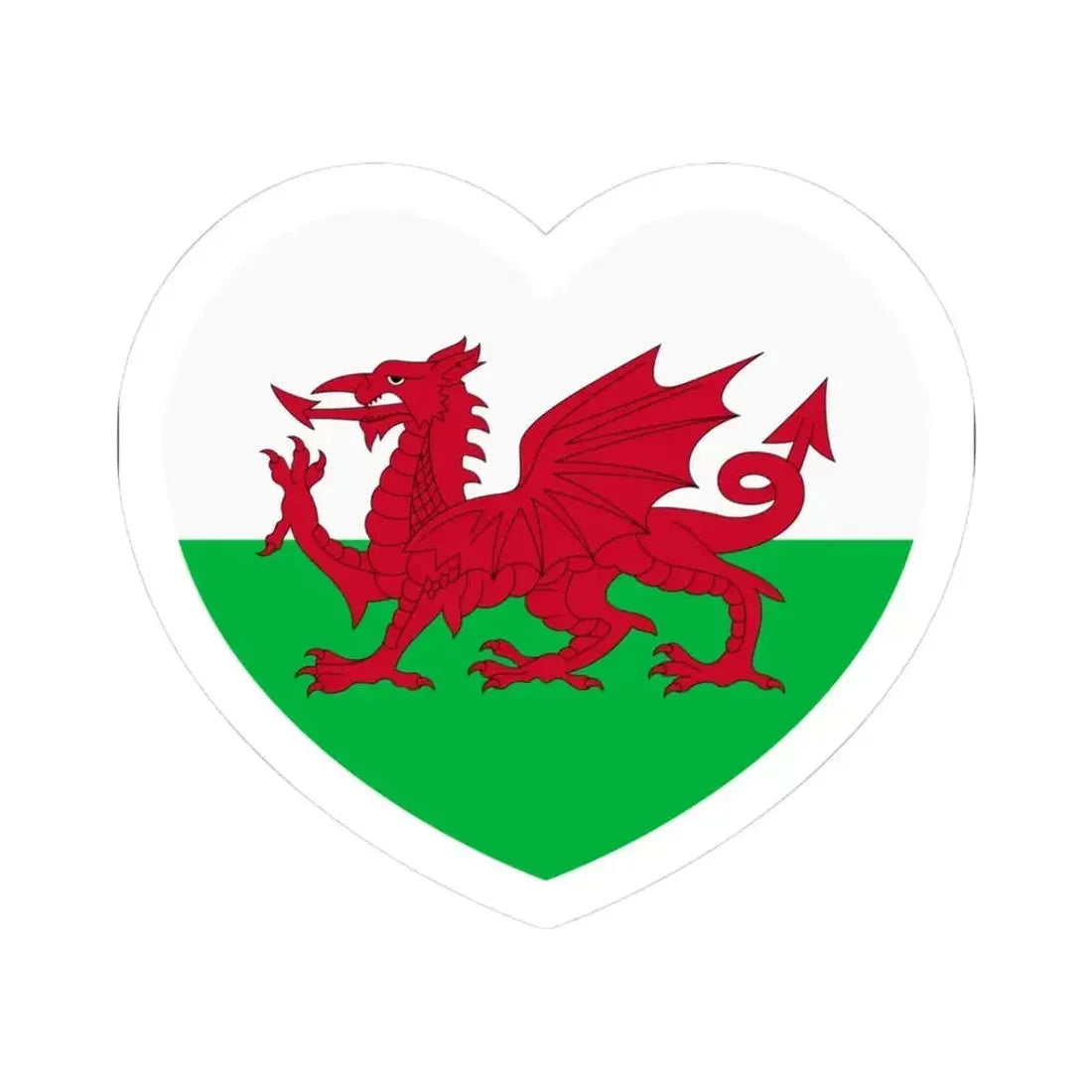 Heart Flag of Wales - STICKER Vinyl Kiss-Cut Decal 3 Inch White - The Sticker Space