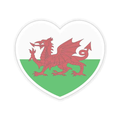Heart Flag of Wales - STICKER Vinyl Kiss-Cut Decal 6 Inch Transparent - The Sticker Space