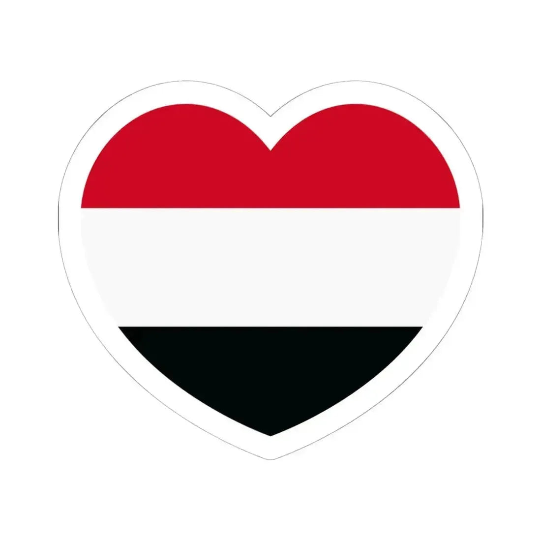 Heart Flag of Yemen - STICKER Vinyl Kiss-Cut Decal 6 Inch White - The Sticker Space