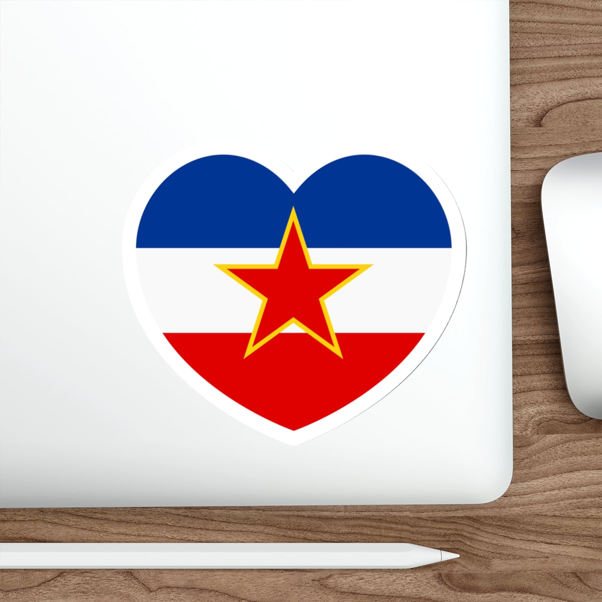 Heart Flag of Yugoslavia - STICKER Vinyl Die-Cut Decal-The Sticker Space